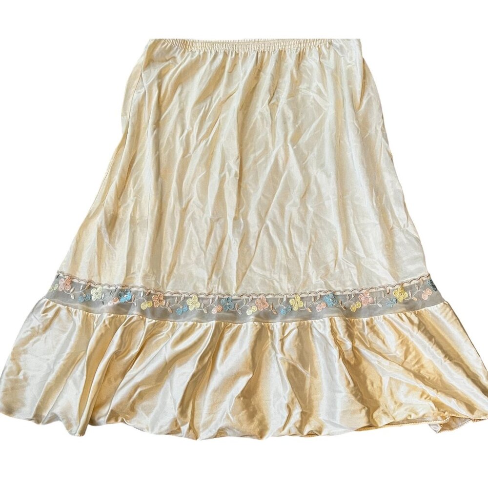 Vintage Vanity Fair Ivory w/Pastel Floral Lace Half Slip Size M